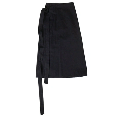A Women's Blck High Wisted Wrp Midi Skirt