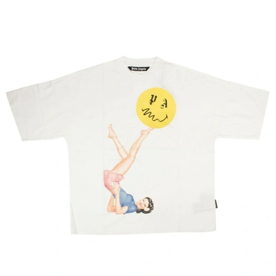 Palm Angels White Short Sleeve Juggler Smiley T-shirt