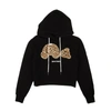 PALM ANGELS BLACK LEOPARD BEAR FITTED HOODIE