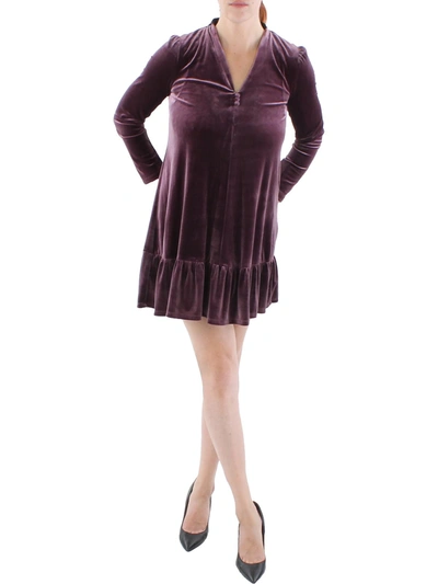 Taylor Petites Womens Velvet Mini Fit & Flare Dress In Multi