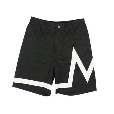 Moncler Black Cotton Graphic Bermuda Shorts