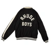 RHUDE BLACK WOOL BOYS SIGNATURE BOMBER JACKET