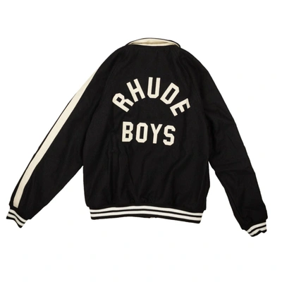 Rhude Navy Wool Boys Signature Bomber Jacket In Black