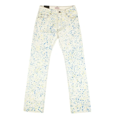 Palm Angels White Blue And Yellow Splatter Jeans