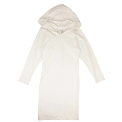A Opticl White Cotton Hooded Midi Dress