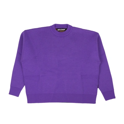 Palm Angels Purple Intarsia Palm Tree Knit Sweater In Multi