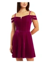Bcx Juniors Womens Notched Neck Mini Cocktail And Party Dress In Pink