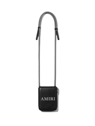 Amiri Logo Leather Crossbody Bag In Black