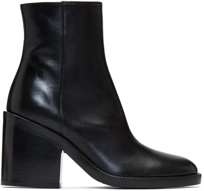 Ann Demeulemeester 90mm Brushed Leather Ankle Boots, Black In Black