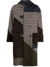 Baracuta Patchwork Wool Duffle Coat In Multicolour