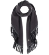 LORO PIANA Semicircle cashmere and leather scarf