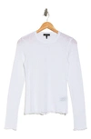 Rag & Bone Gemma Jacquard Lettuce Edge Long Sleeve T-shirt In White