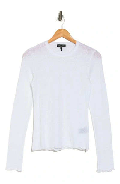 Rag & Bone Gemma Jacquard Lettuce Edge Long Sleeve T-shirt In White