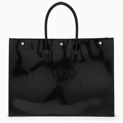 Saint Laurent Large Rive Gauche Black Patent Leather Bag Men