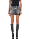 Courrèges Trucker Denim Miniskirt In Grey Eashed