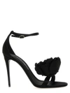 Dolce & Gabbana Keira 105 Satin Bow Sandals In Patent Leather In Black