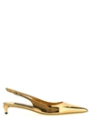 Dolce & Gabbana Gold Pointed Slingback With Kitten Heel In Mirrored Leather Woman In Gold