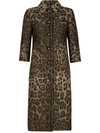 Dolce & Gabbana Leopard-print Single-breasted Coat In Brown