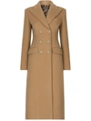 Dolce & Gabbana Long Double-breasted Wool And Cashmere Coat In Beige