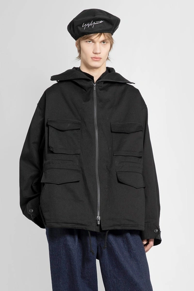 Yohji Yamamoto Drawstring-waist Hooded Cotton Jacket In Black