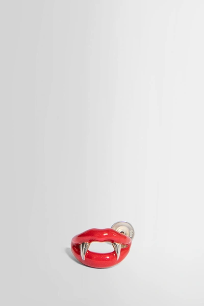Yohji Yamamoto Enamelled-lips Earrings In Red