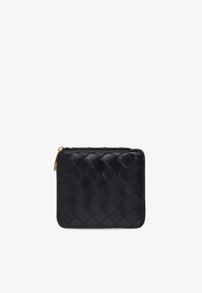 Bottega Veneta Compact Zip Around Wallet In Black