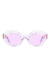 Versace 45mm Small Oval Sunglasses In Transparent Violet