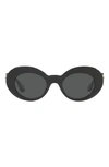 Versace 45mm Small Oval Sunglasses In Black / Dark Grey
