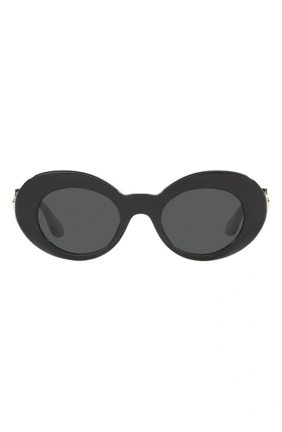 Versace 45mm Small Oval Sunglasses In Black / Dark Grey