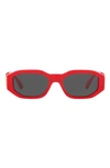 Versace 48mm Small Rectangle Sunglasses In Red / Dark Grey