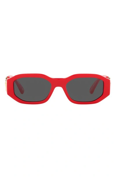 Versace 48mm Small Rectangle Sunglasses In Red / Dark Grey