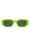 Versace 48mm Small Rectangle Sunglasses In Fluorescent Green / Dark Grey
