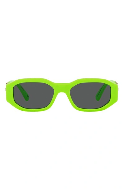 Versace 48mm Small Rectangle Sunglasses In Fluorescent Green / Dark Grey