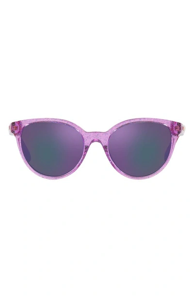 Versace Phantos 46mm Small Round Sunglasses In Lilac Glitter / Grey Violet