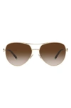 Tiffany & Co 59mm Aviator Sunglasses In Pale Gold