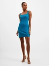 French Connection Rassia Ribbed Square Neck Mini Dress In Ocean Depths In Blue