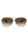 Ray Ban Ray-ban 'bubble Wrap' 63mm Aviator Sunglasses In Gunmetal Brown