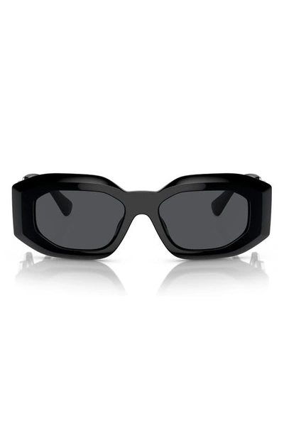 Versace 53mm Rectangular Sunglasses In Black Grey