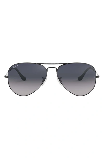 Ray Ban 62mm Polarized Oversize Pilot Sunglasses In Gunmetal