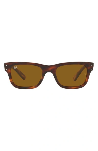 Ray Ban Mr. Burbank 52mm Rectangular Sunglasses In Striped Havana