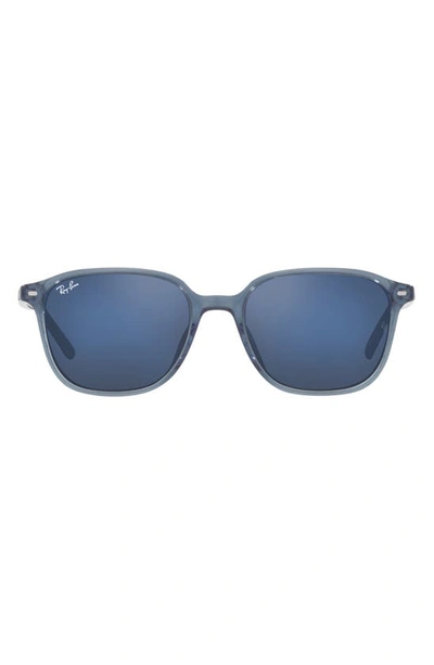 Ray Ban Leonard 51mm Mirrored Square Sunglasses In Blue Mirror
