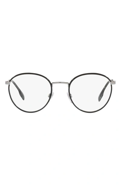 Burberry Hugo 51mm Round Optical Glasses In Silver