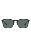 Ray Ban 54mm Polarized Square Sunglasses In Transparent Green