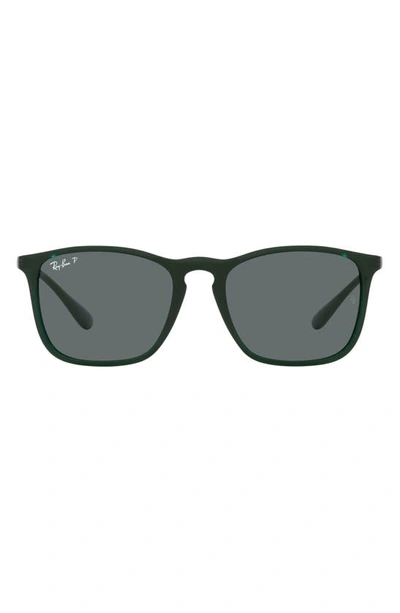 Ray Ban 54mm Polarized Square Sunglasses In Transparent Green