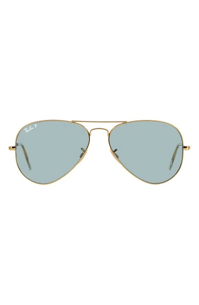 Ray Ban 58mm Polarized Aviator Sunglasses In Polar Blue