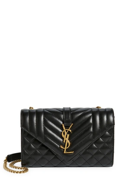 Saint Laurent Small Envelope Chain Bag In Noir