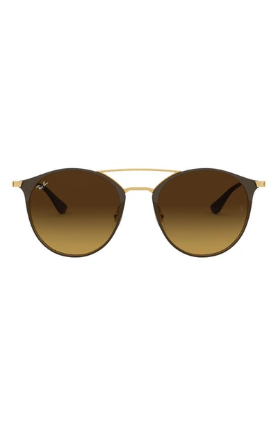 Ray Ban 49mm Gradient Round Sunglasses In Gold Black