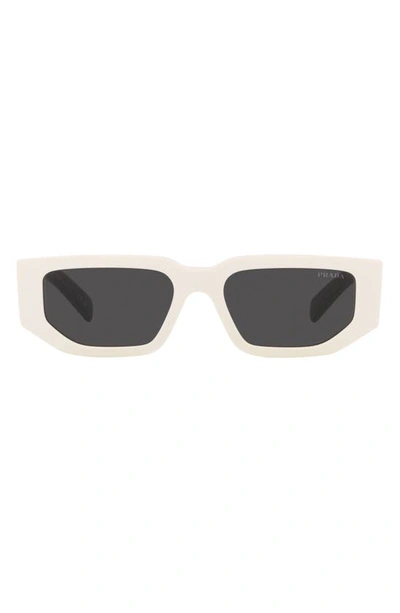 Prada White Rectangular Sunglasses In Bone