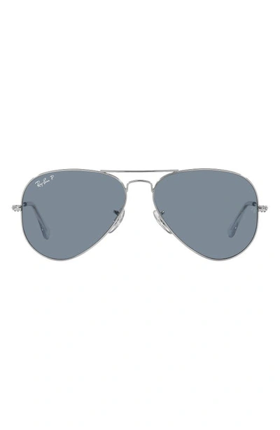 Ray Ban Aviator 55mm Sunglasses In Silver