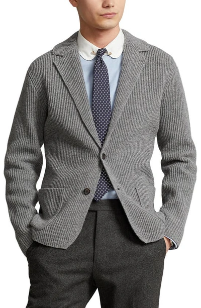 Polo Ralph Lauren Blazer Cardigan In Charcoal Heather